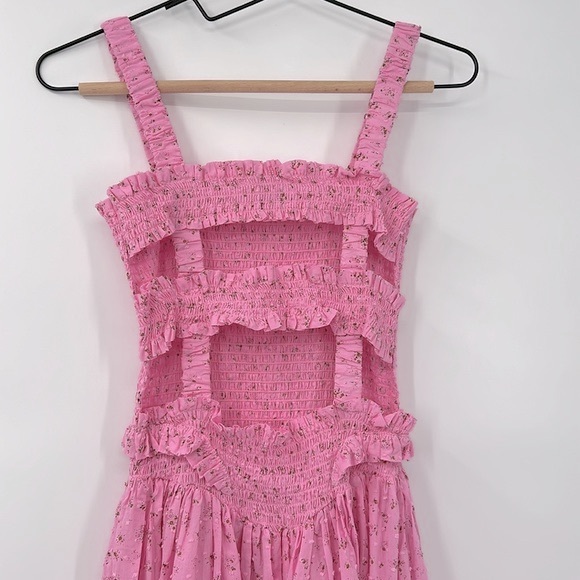 Tach Amelie Midi Cut Out Back Pink Floral Dress - Picture 11 of 13